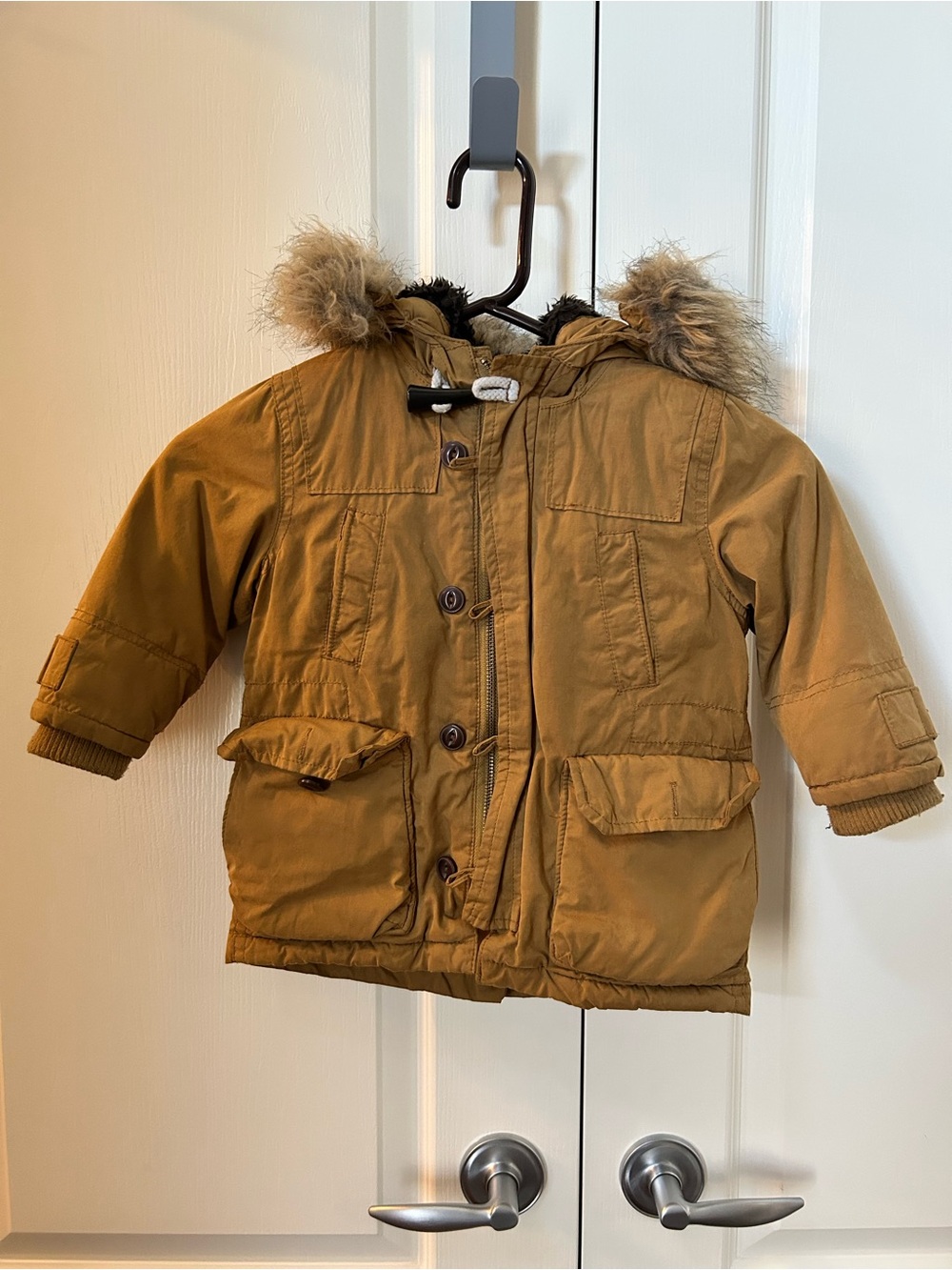 Baby Gap Kids Hooded Parka Jacket in Brown with Faux-Fur Trim Size 18-24 Months